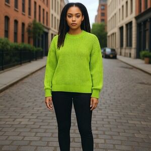 Lulus Sweater XL Green Knit Oversized Pullover Long Sleeve Round Neck New